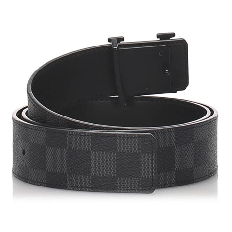 louis vuitton belt initiales damier graphite black/grey|Louis Vuitton damier reversible belt.